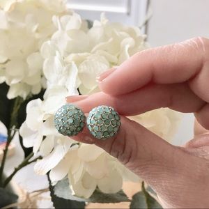 Aqua Ball Stud Earrings